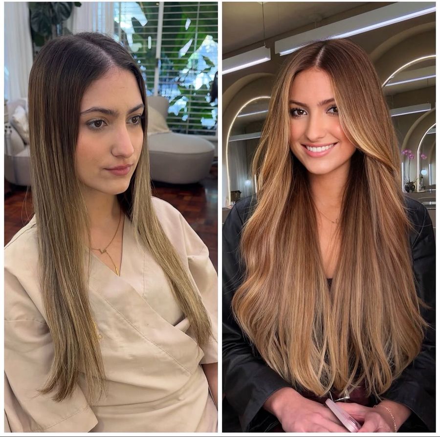 Antes e depois com mega hair da +Cabelo, 2